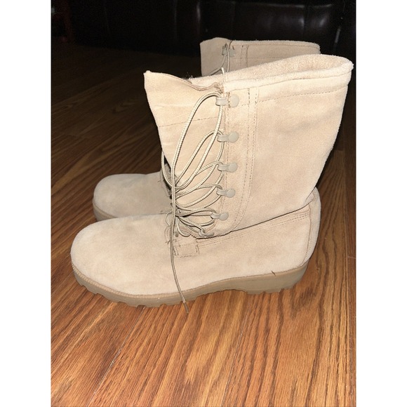 MILITARY SUEDE COMBAT BOOTS MEN'S Sz  11.5 XW SAND GORE-TEX VIBRAM 08-D-1042 - Picture 1 of 10